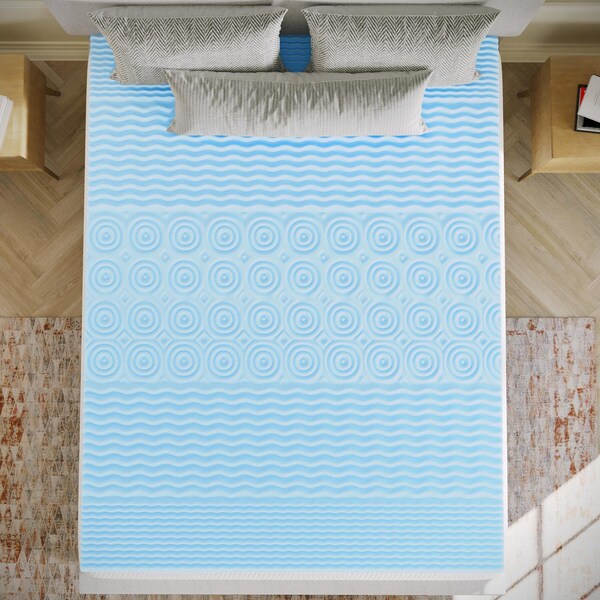 Flash Furniture Capri Comfortable Sleep 2 Inch Cooling Gel Infused 5-Zone Queen Memory Foam Mattress Topper HLC-5ZONE-QUEEN-2-GG - main